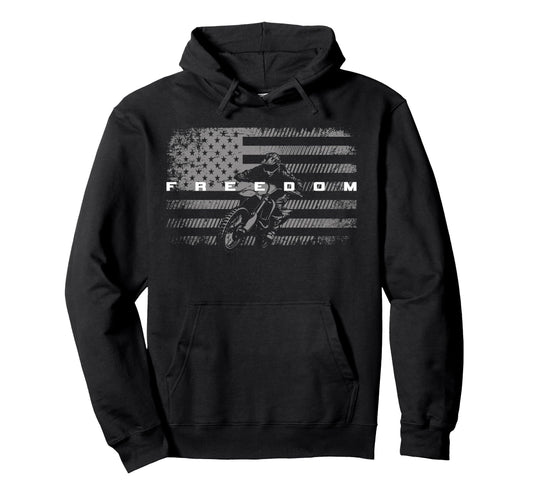 American Flag Dirt Bike Motocross Hoodie - Streetwear Style for Adults - T-Shirt, Sweatshirt, Hoodie