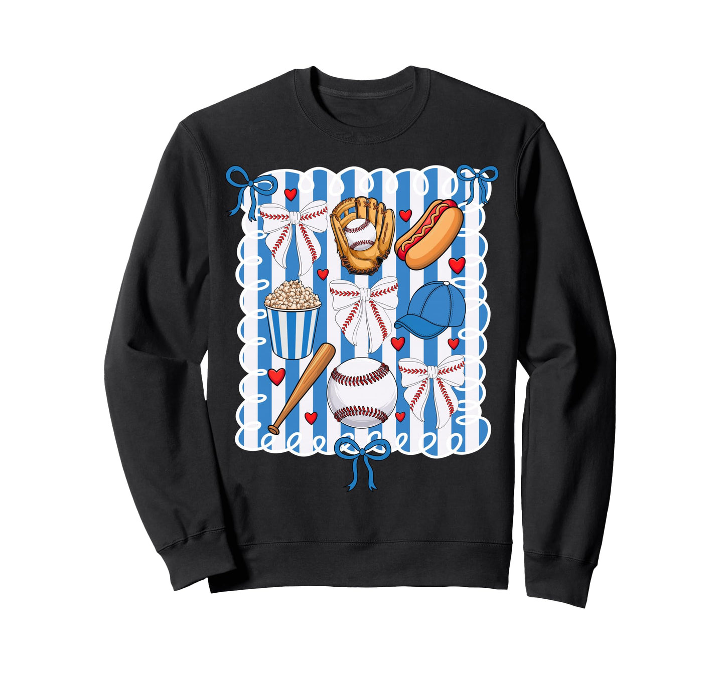 Baseball Coquette Bow Baseball Sweatshirt - Novelty Apparel Men Women - T-Shirt, Sweatshirt, Hoodie