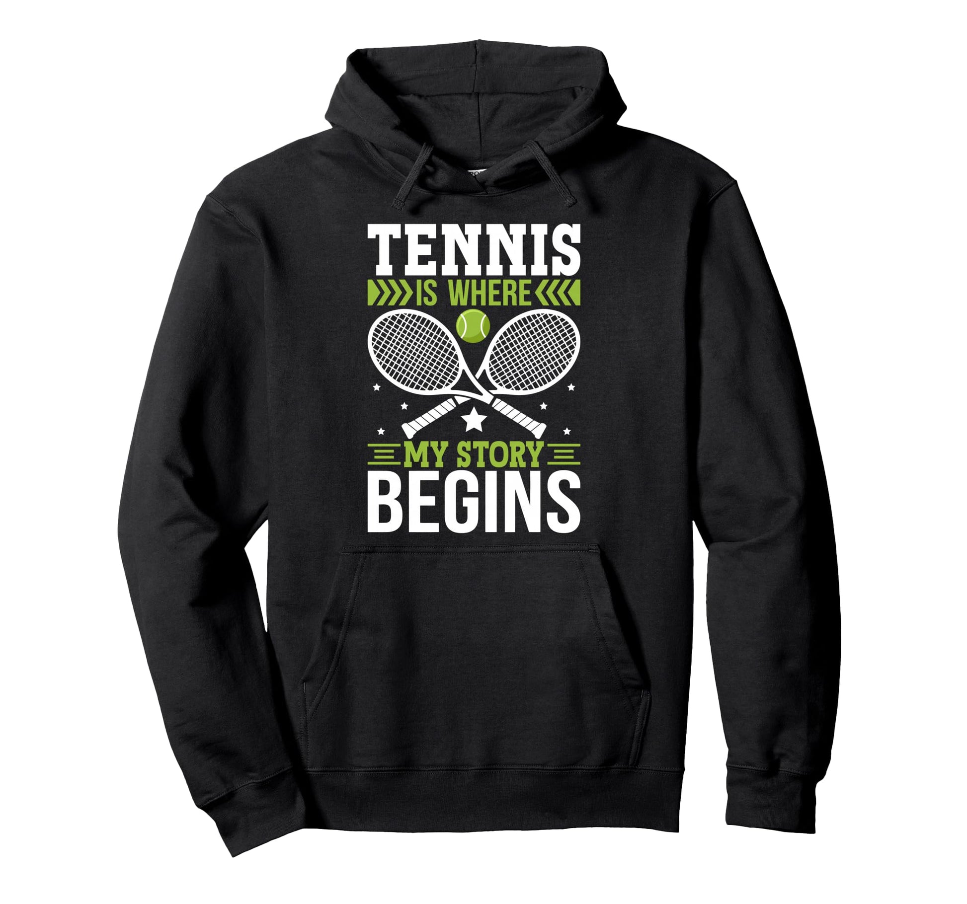 Tennis Story Begins Player Court Match Hoodie - Unique Graphic Unisex - T-Shirt, Sweatshirt, Hoodie