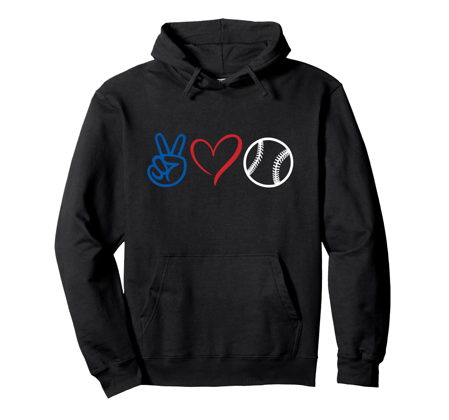 Peace Love Baseball Red White Blue Baseball Hoodie - Trendy Graphic Unisex - T-Shirt, Sweatshirt, Hoodie