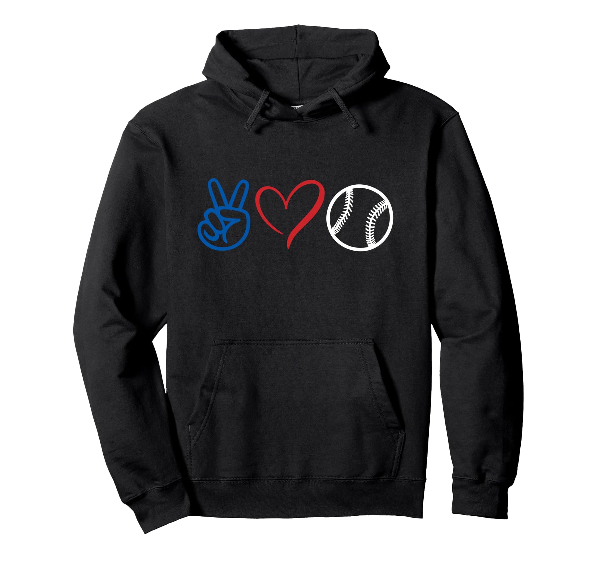 Peace Love Baseball Red White Blue Baseball Hoodie - Trendy Graphic Unisex - T-Shirt, Sweatshirt, Hoodie