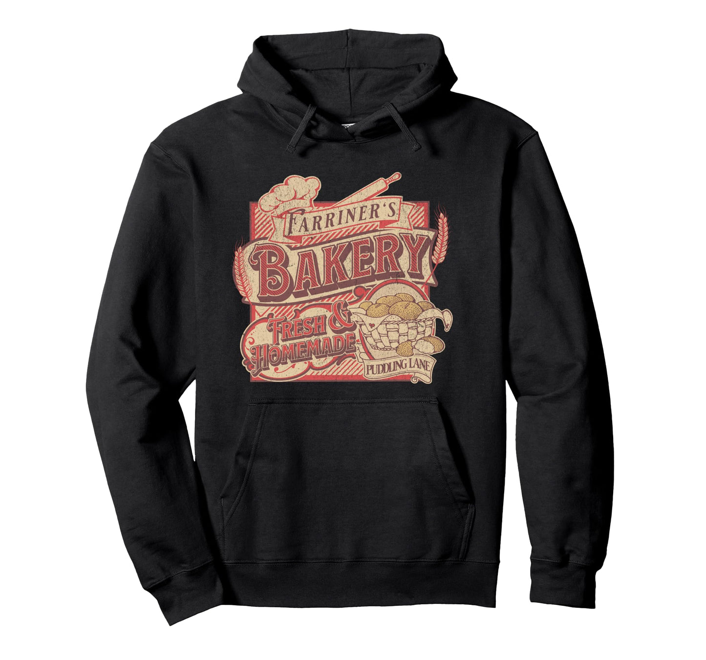 Farriners Bakery Pudding Lane London Hoodie - Novelty Apparel for Adults - T-Shirt, Sweatshirt, Hoodie