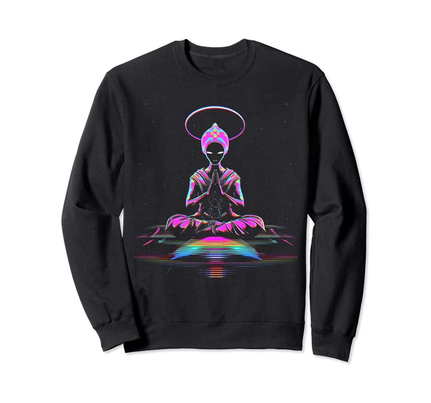 Synthwave Buddha Cyberpunk 80S Sci Fi Sweatshirt - Unique Graphic Men Women - T-Shirt, Sweatshirt, Hoodie