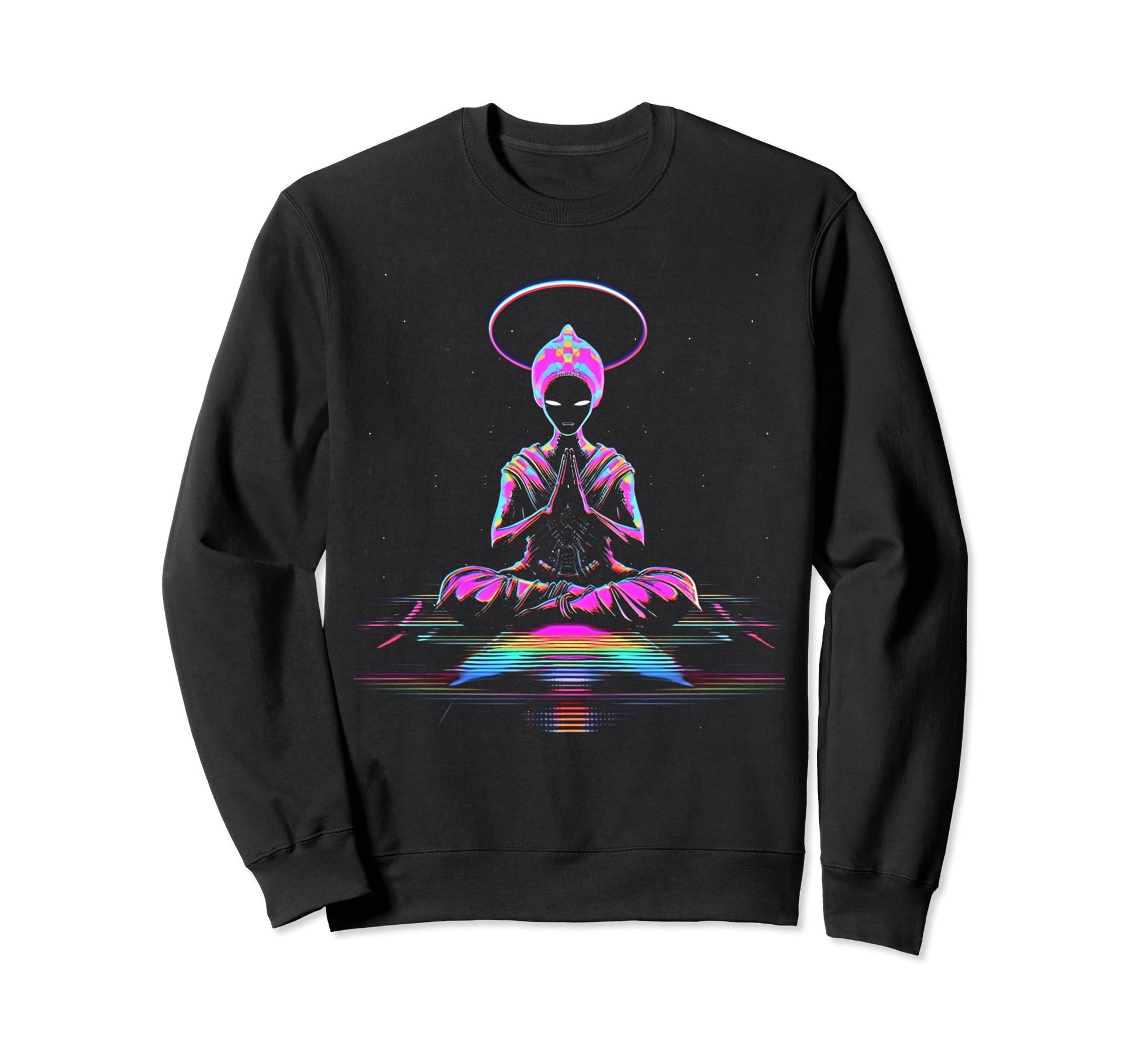 Synthwave Buddha Cyberpunk 80S Sci Fi Sweatshirt - Unique Graphic Men Women - T-Shirt, Sweatshirt, Hoodie