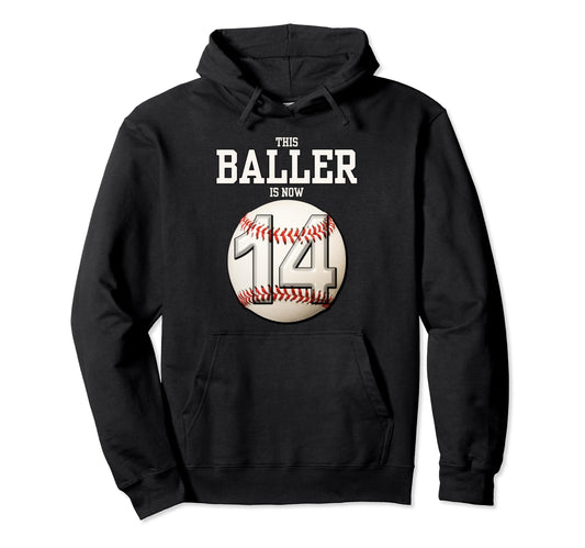14 Years Old Baseball Themed 14Th Hoodie - Graphic Print Men Women - T-Shirt, Sweatshirt, Hoodie
