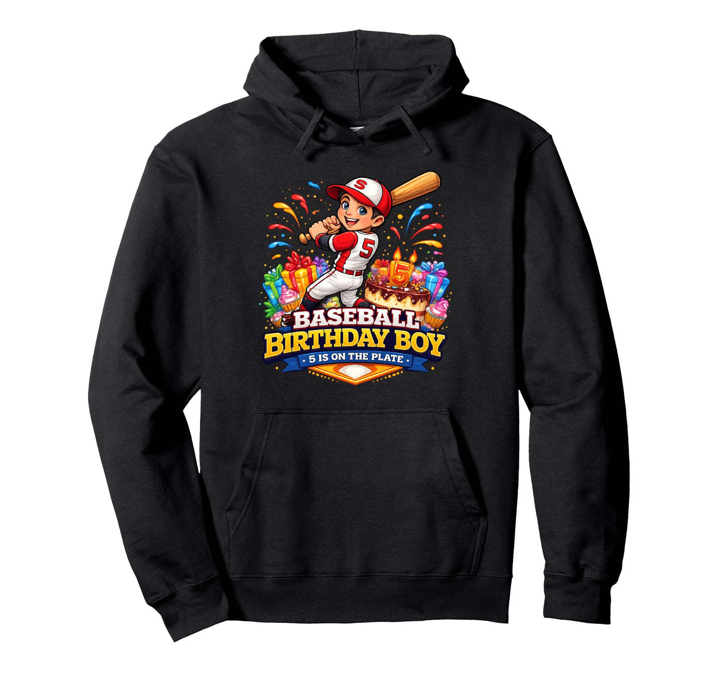 Baseball Birthday 5 Is Plate Game Day Hoodie - Minimalist Print Unisex - T-Shirt, Sweatshirt, Hoodie
