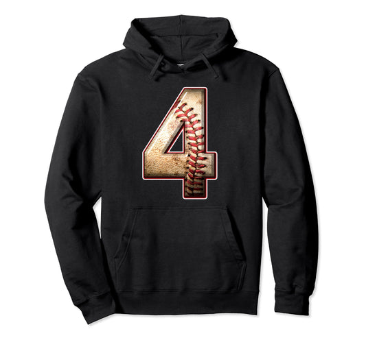 4 Years Old Baseball Player 4Th Birthday Hoodie - Unique Graphic Unisex - T-Shirt, Sweatshirt, Hoodie