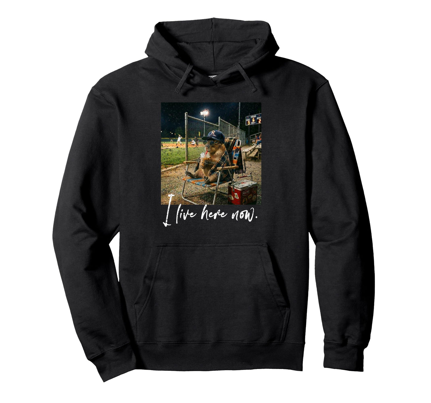 Distressed I Live Here Now Capybara Hoodie - Fun Novelty Design Unisex - T-Shirt, Sweatshirt, Hoodie