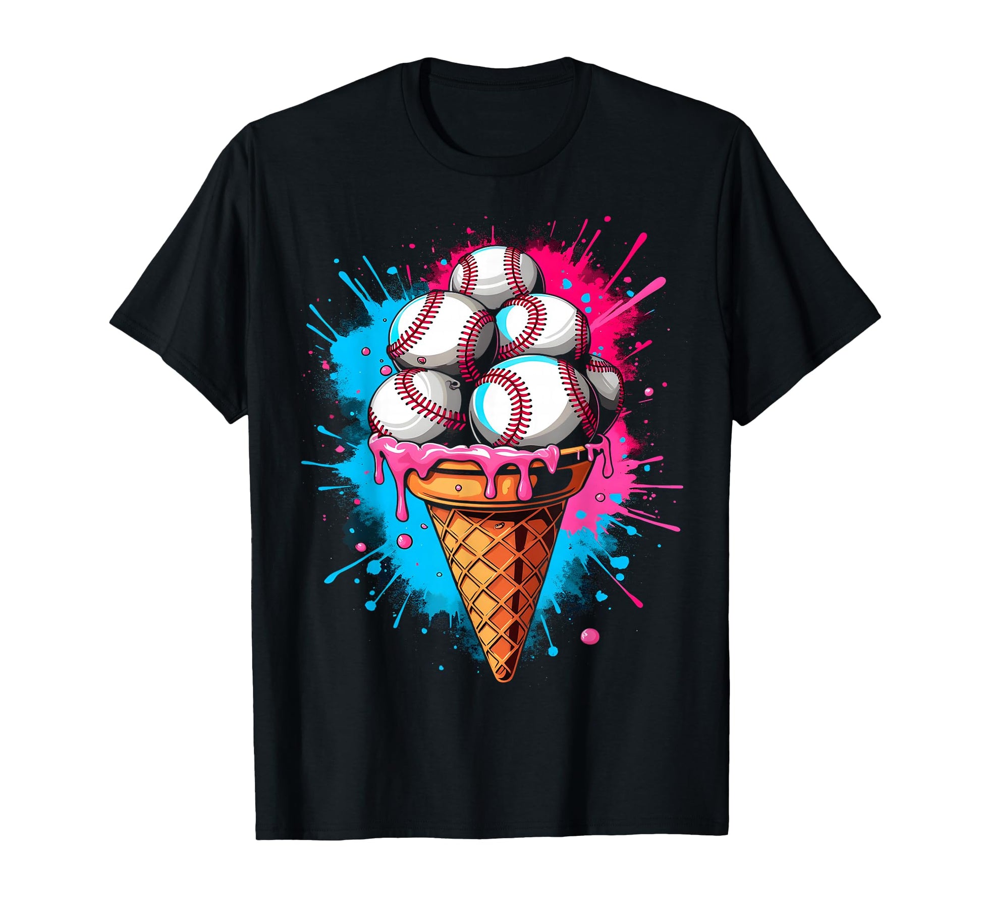Baseball Ice Cone Cream T-Shirt - Unique Graphic Men Women - T-Shirt, Sweatshirt, Hoodie