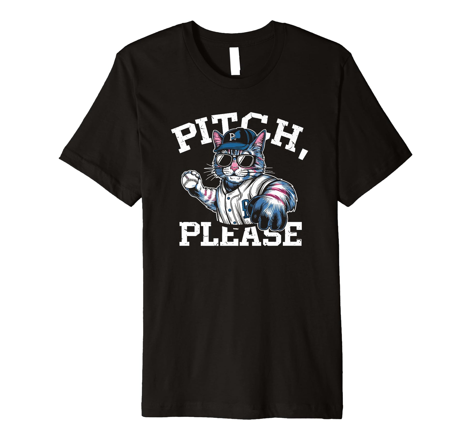 Pitching Baseball Player Cat Pitch T-Shirt - Minimalist Print Unisex - T-Shirt, Sweatshirt, Hoodie