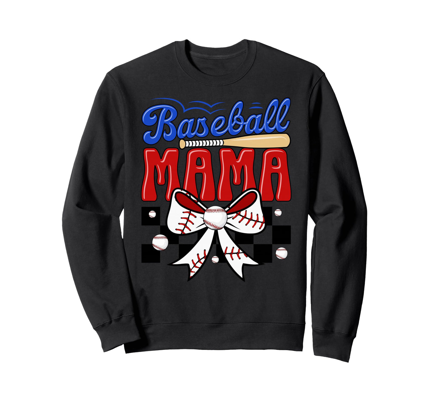 Baseball Mama Bat Bow Ball Gift Mother Hoodie - Novelty Apparel Unisex - T-Shirt, Sweatshirt, Hoodie