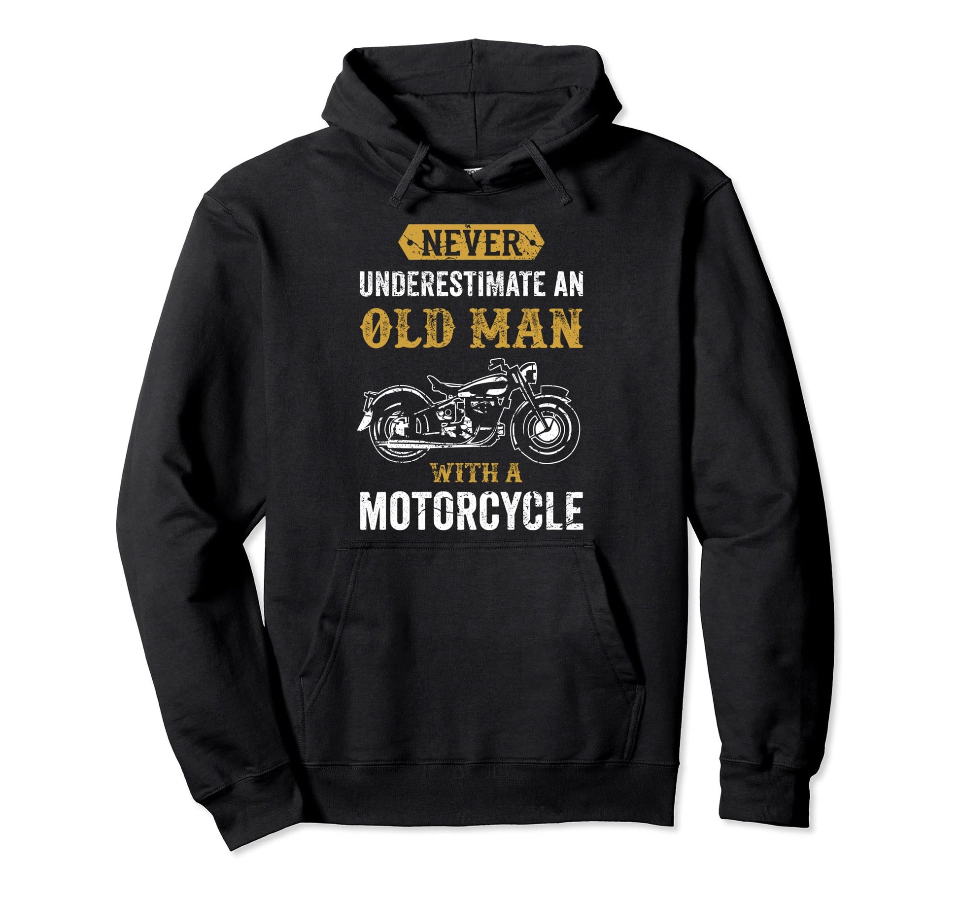 Distressed Motorcycle Old Grandpa Hoodie - Aesthetic Graphic Men Women - T-Shirt, Sweatshirt, Hoodie