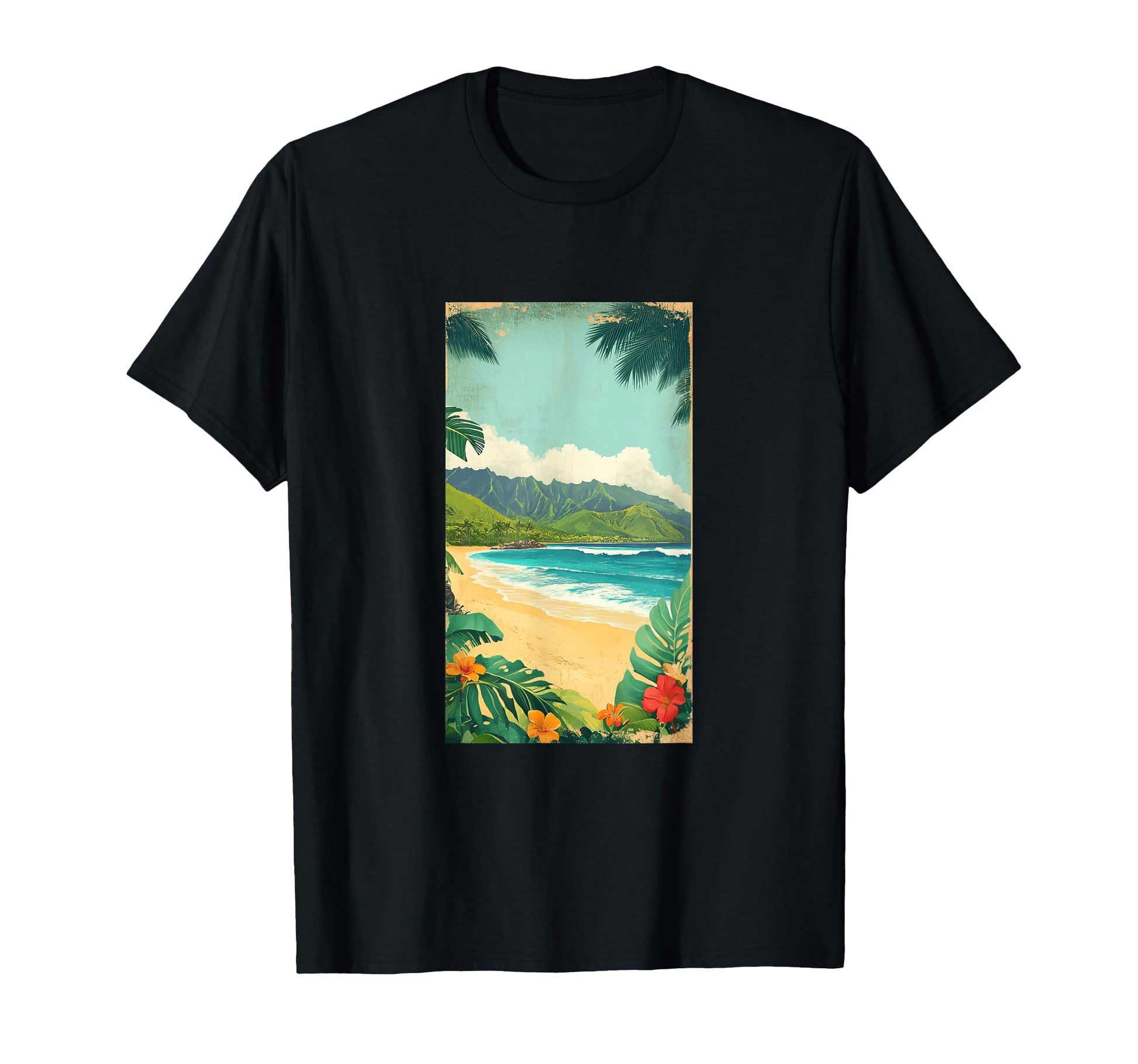 Hawaiian Postcard Inspired Tropical T-Shirt - Aesthetic Graphic for Adults - T-Shirt, Sweatshirt, Hoodie