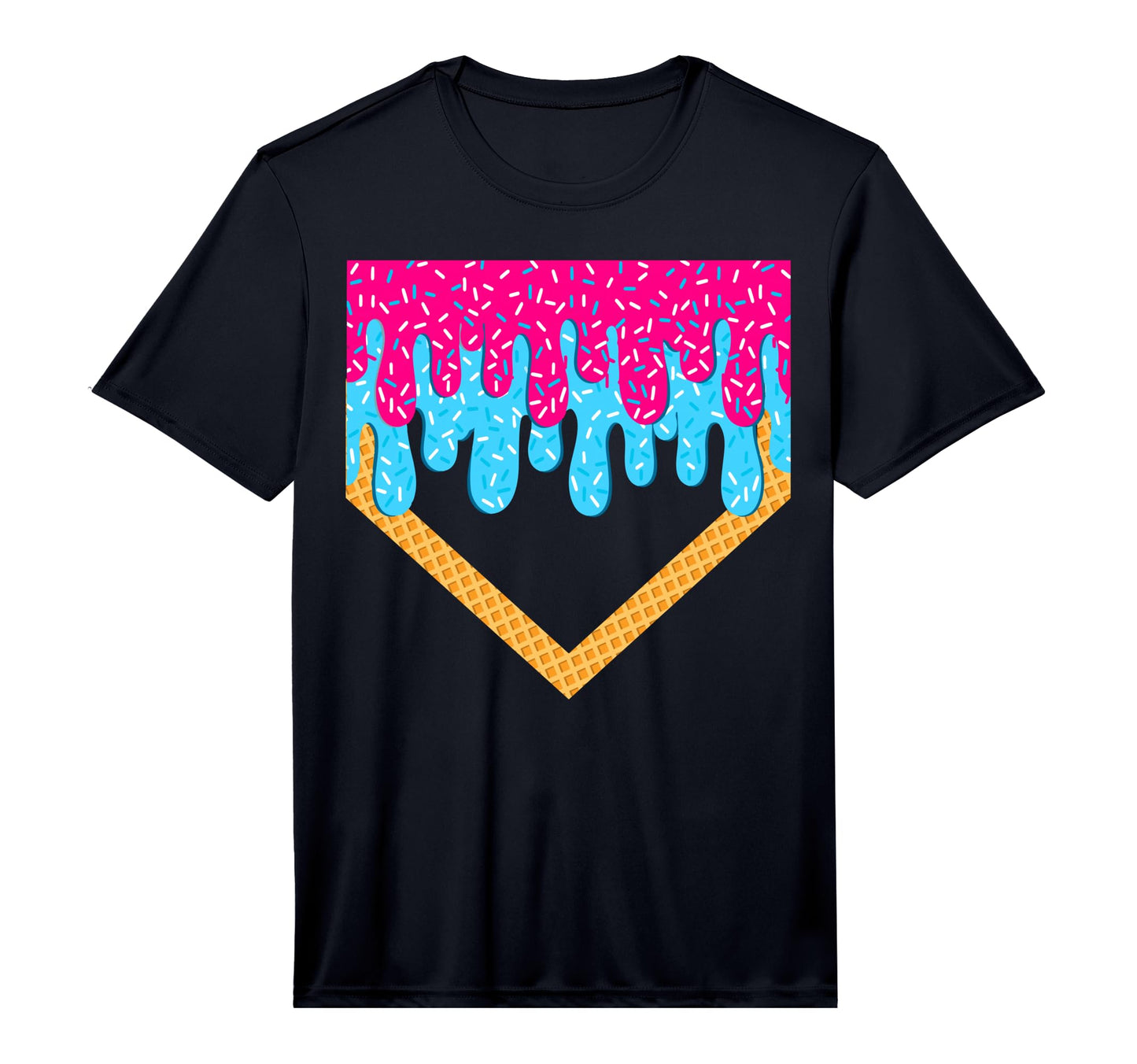 Baseball Drip Home Plate Ice Cream T-Shirt - Graphic Print Unisex - T-Shirt, Sweatshirt, Hoodie