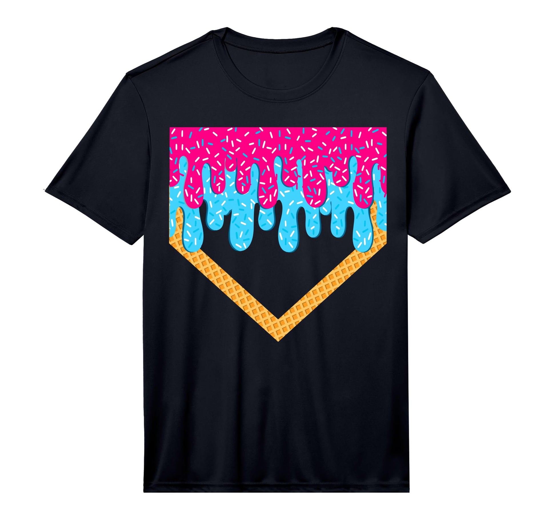 Baseball Drip Home Plate Ice Cream T-Shirt - Graphic Print Unisex - T-Shirt, Sweatshirt, Hoodie