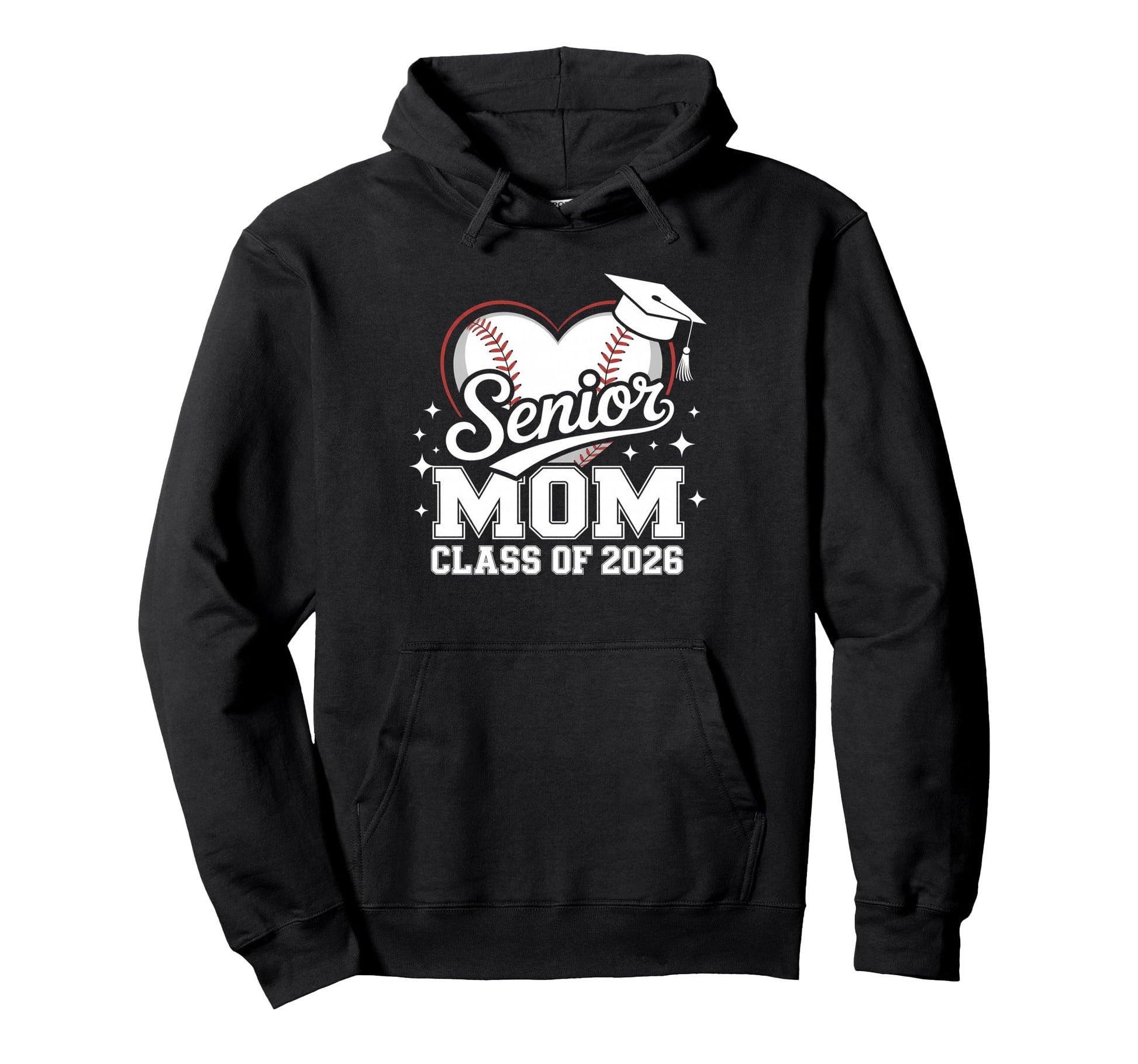 Senior Mom Class 2026 Baseball Heart Hoodie - Minimalist Print Men Women - T-Shirt, Sweatshirt, Hoodie