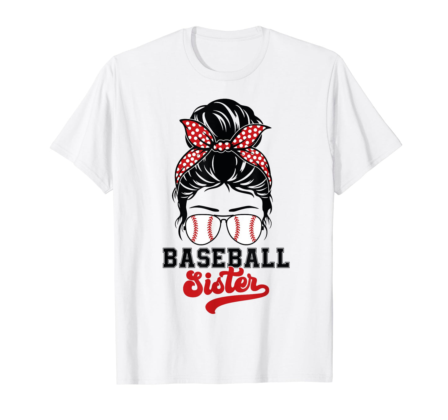 Baseball Sister Leopard Messy Bun T-Shirt - Streetwear Style for Adults - T-Shirt, Sweatshirt, Hoodie