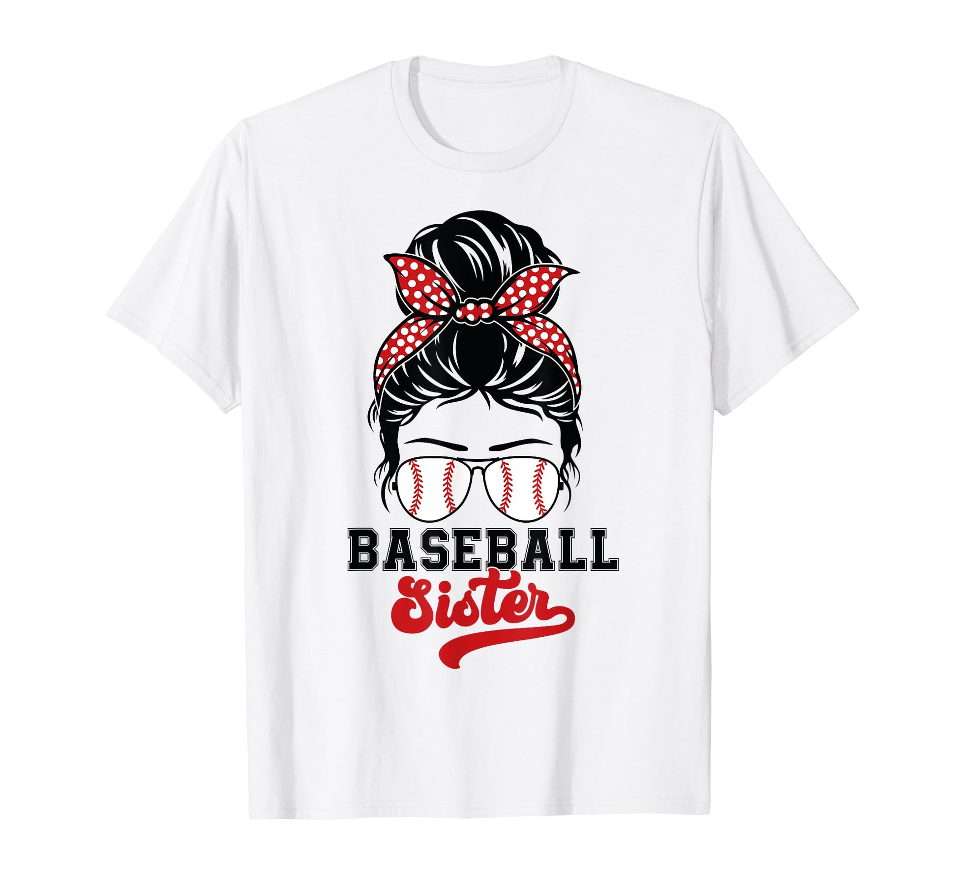 Baseball Sister Leopard Messy Bun T-Shirt - Streetwear Style for Adults - T-Shirt, Sweatshirt, Hoodie