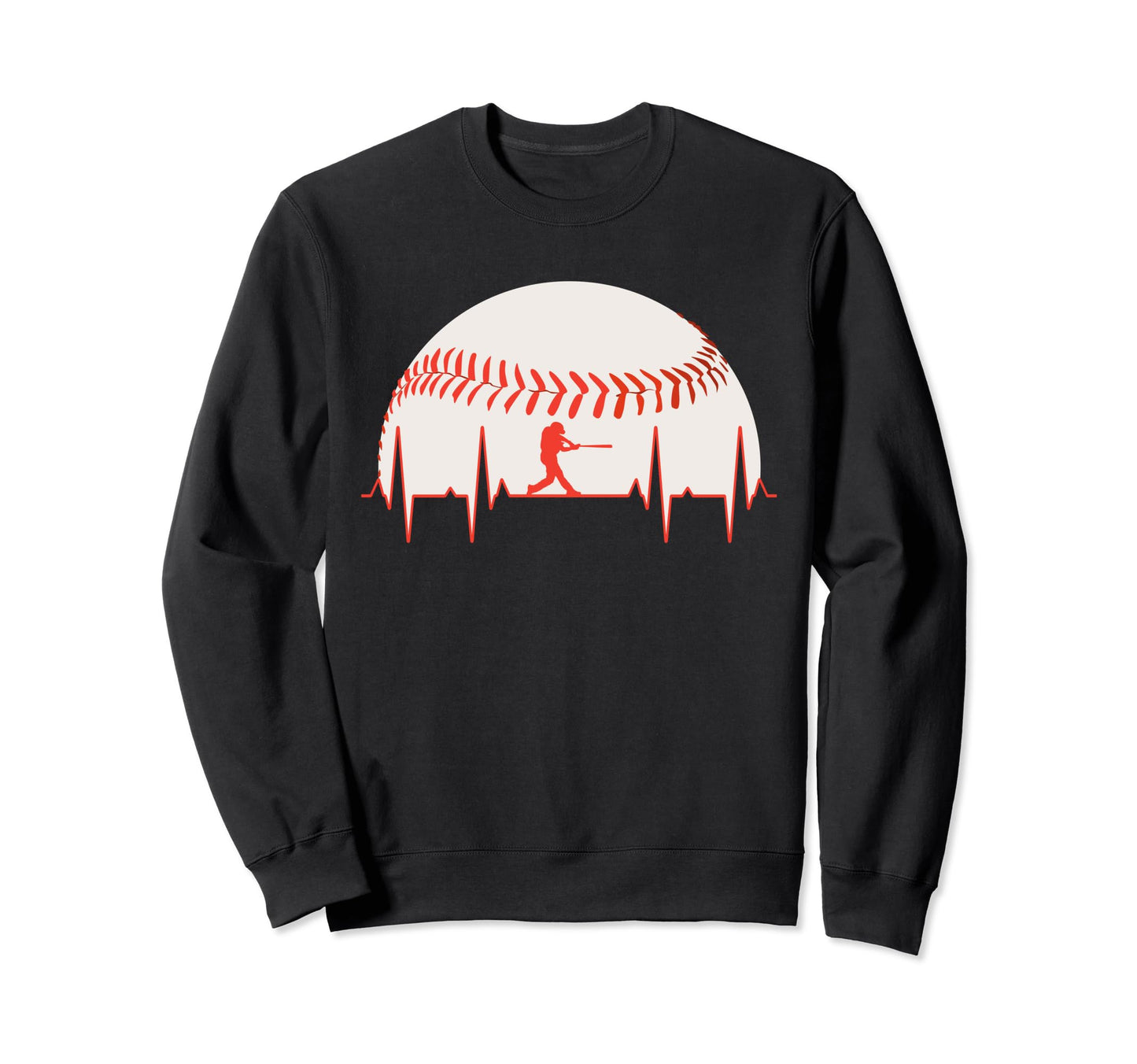 Baseball Heartbeat Baseball Sweatshirt - Fun Novelty Design for Adults - T-Shirt, Sweatshirt, Hoodie