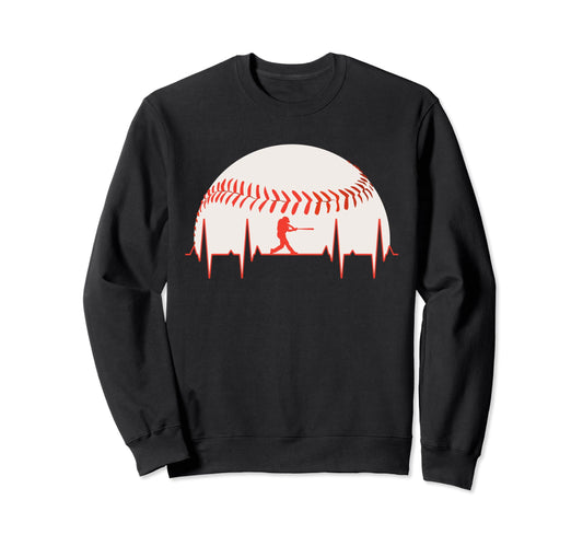 Baseball Heartbeat Baseball Sweatshirt - Fun Novelty Design for Adults - T-Shirt, Sweatshirt, Hoodie