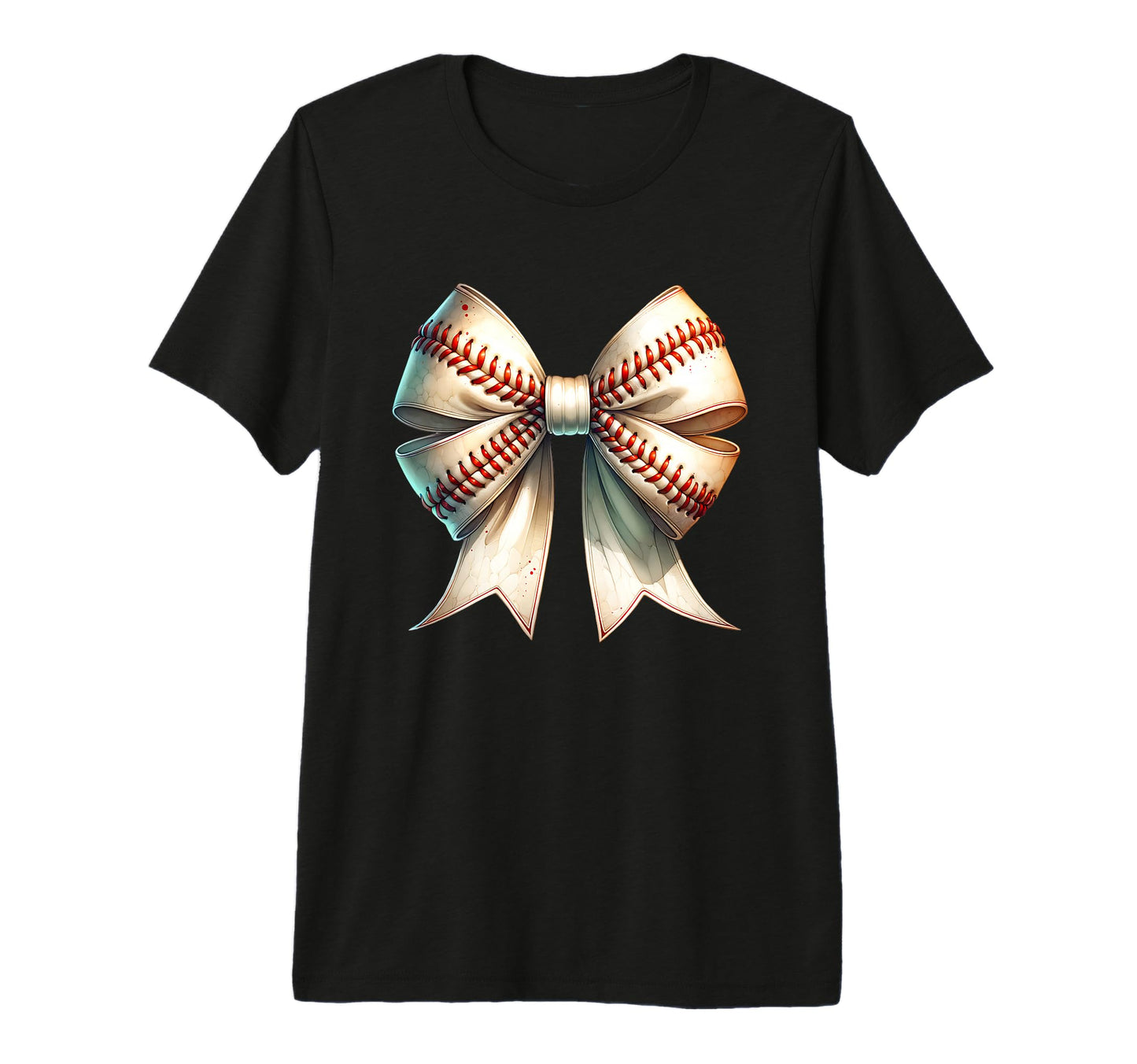 Baseball Stitch Bow Sports Fan T-Shirt - Casual Everyday Wear for Adults - T-Shirt, Sweatshirt, Hoodie