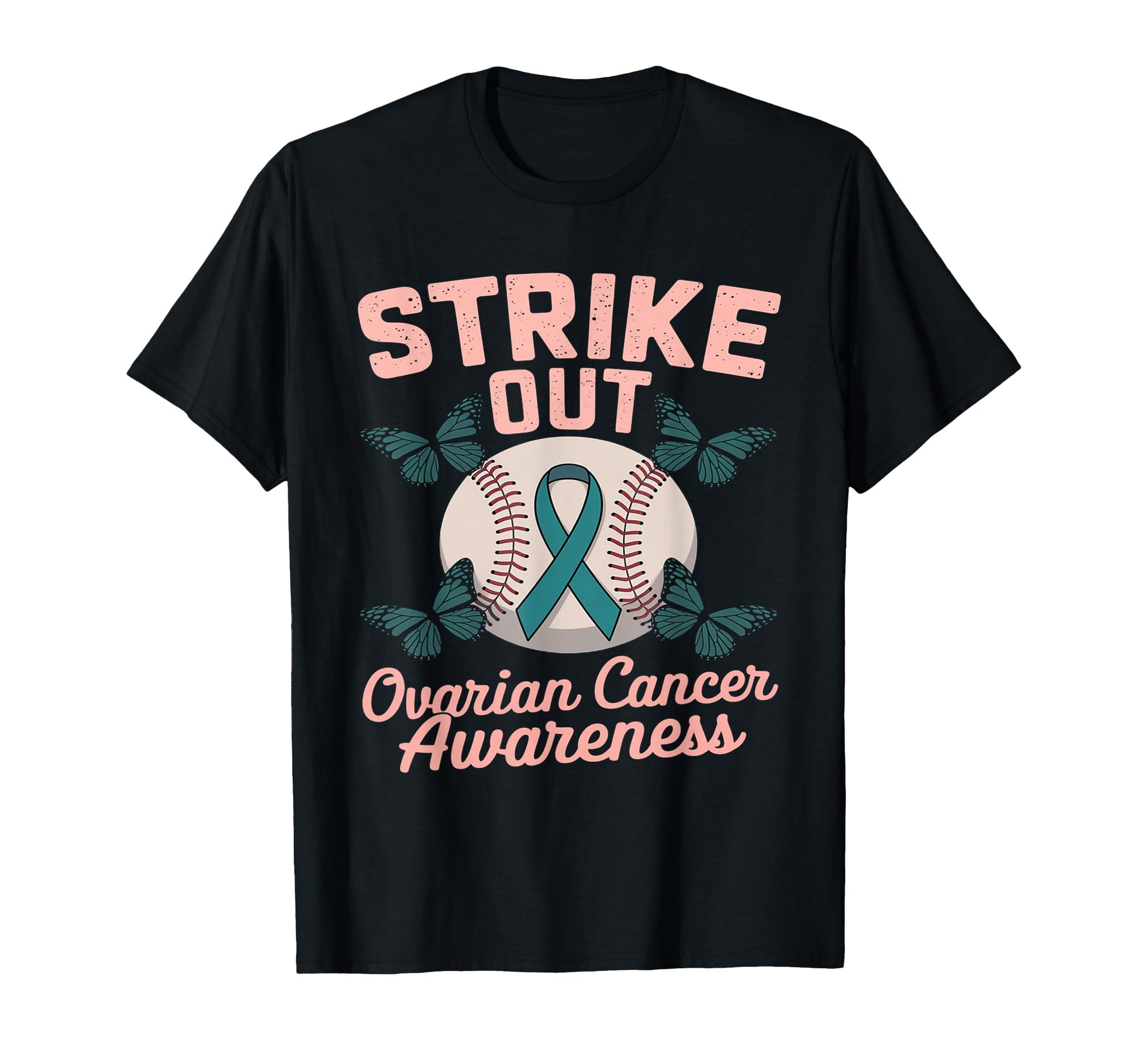 Ovarian Cancer Awareness Teal Coquette T-Shirt - Graphic Print Men Women - T-Shirt, Sweatshirt, Hoodie