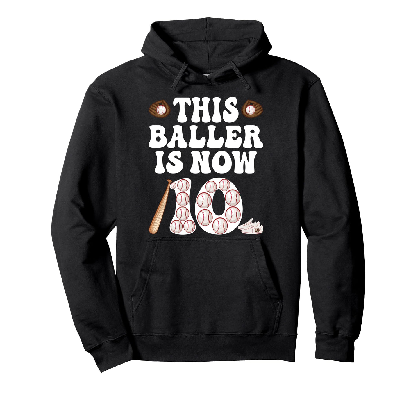 Baseball Themed 10Th Birthday This Baller Hoodie - Graphic Print Men Women - T-Shirt, Sweatshirt, Hoodie