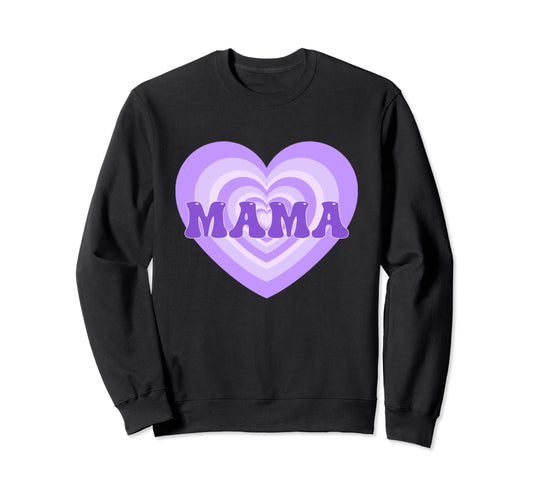 Aesthetic Purple Heart Mama Sweatshirt - Casual Everyday Wear for Adults - T-Shirt, Sweatshirt, Hoodie