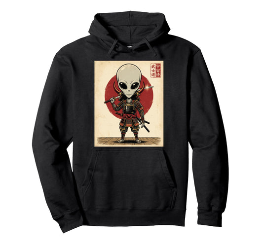 Alien Samurai Warrior Japanese Art Hoodie - Casual Everyday Wear Unisex - T-Shirt, Sweatshirt, Hoodie