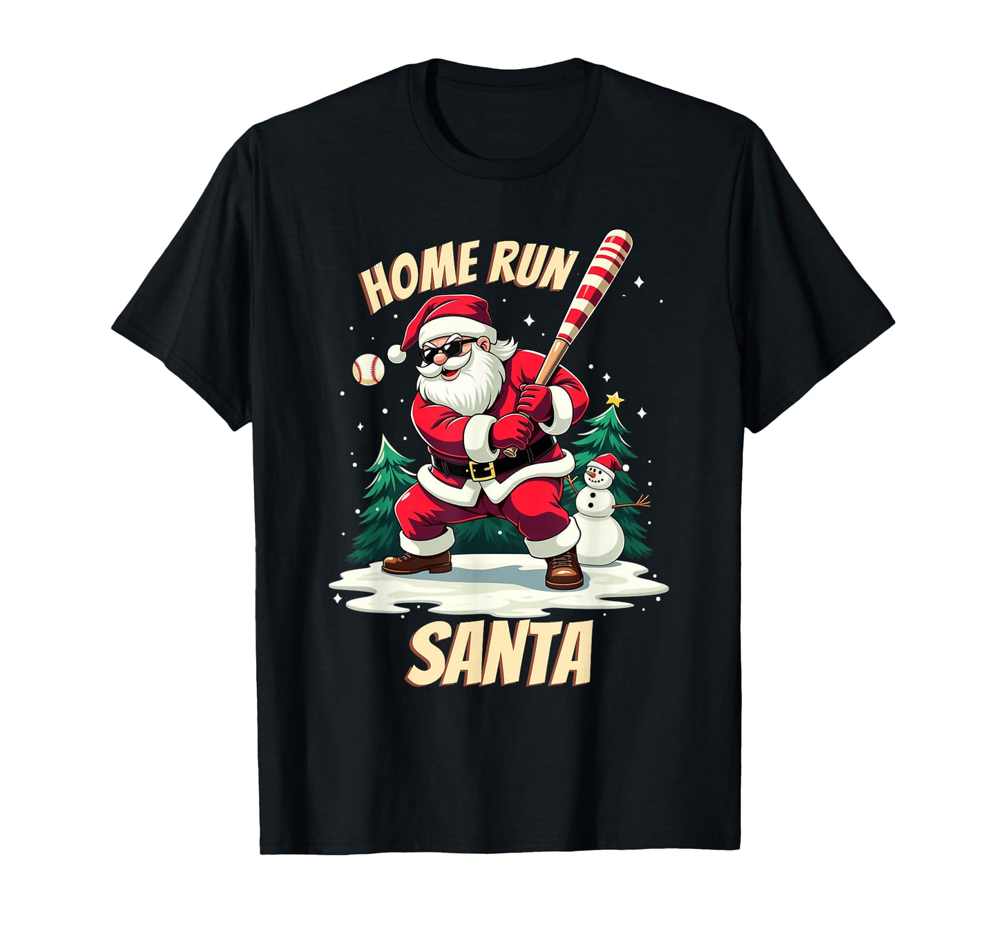 Baseball Home Run Santa Baseball T-Shirt - Aesthetic Graphic Men Women - T-Shirt, Sweatshirt, Hoodie