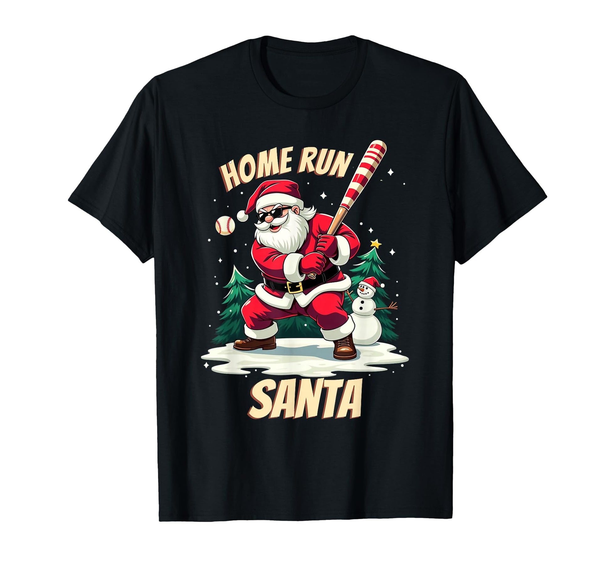 Baseball Home Run Santa Baseball T-Shirt - Aesthetic Graphic Men Women - T-Shirt, Sweatshirt, Hoodie