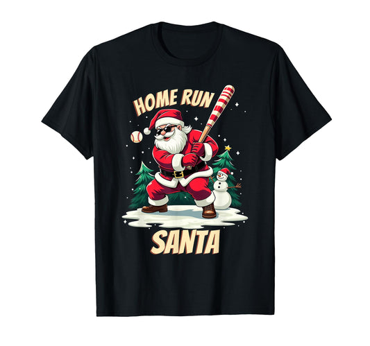 Baseball Home Run Santa Baseball T-Shirt - Aesthetic Graphic Men Women - T-Shirt, Sweatshirt, Hoodie