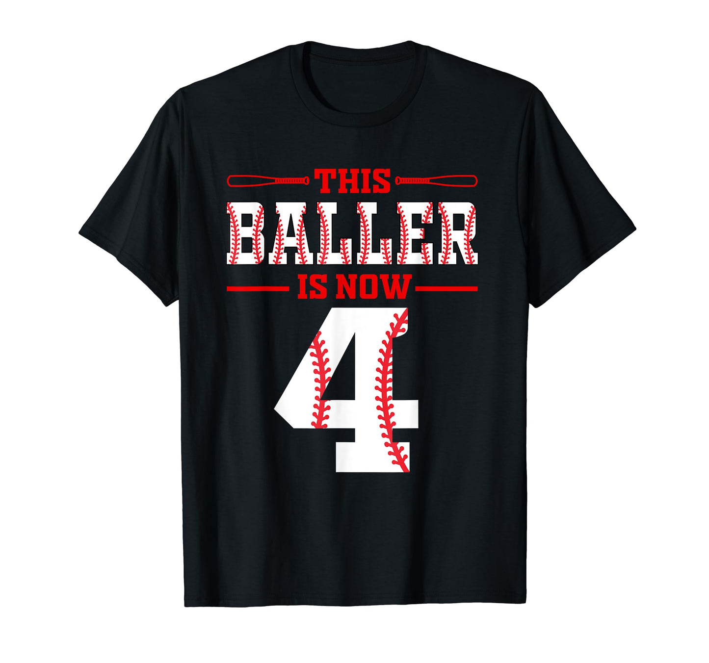This Baller Is Now 4 Birthday Baseball T-Shirt - Minimalist Print Unisex - T-Shirt, Sweatshirt, Hoodie