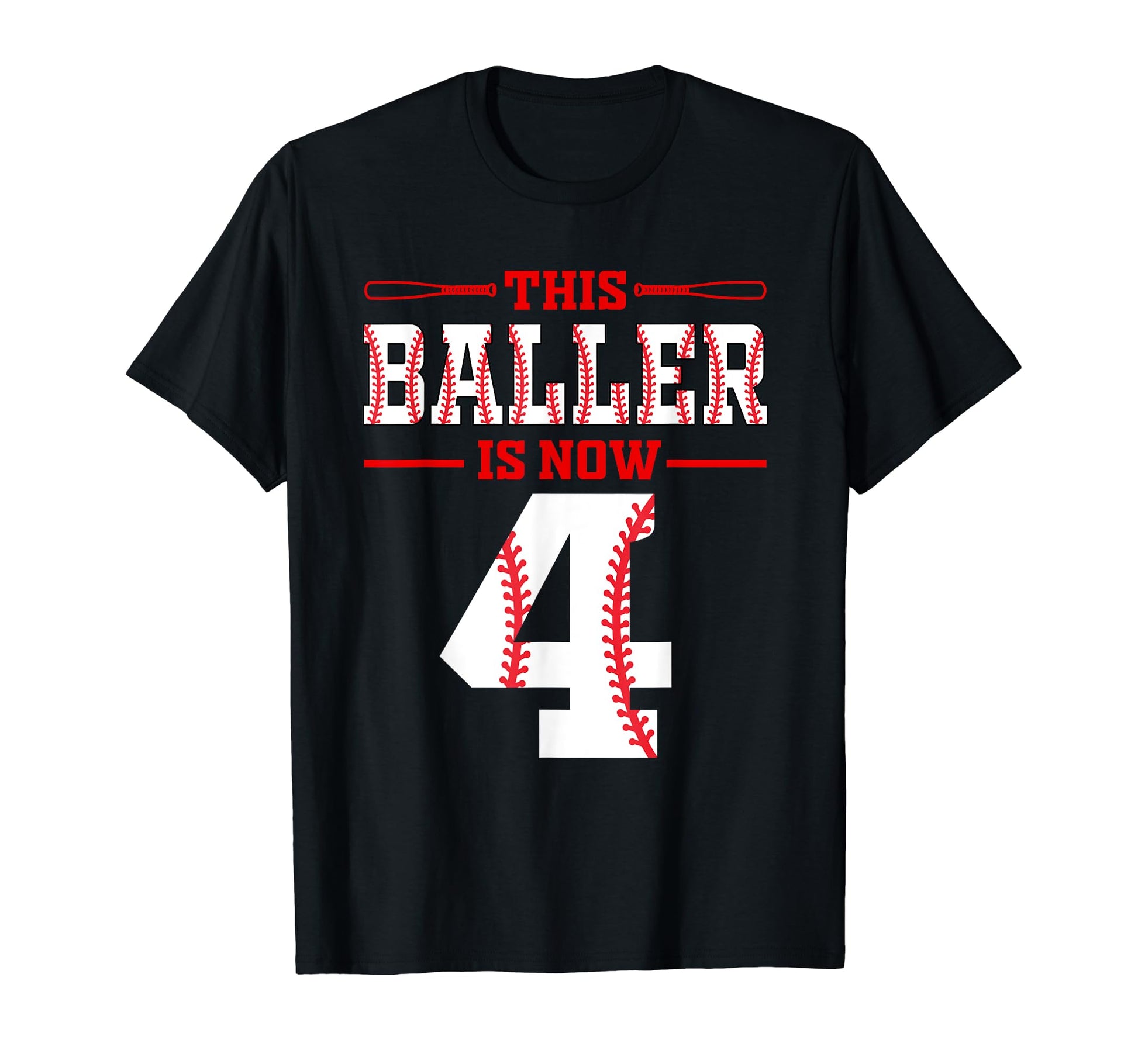This Baller Is Now 4 Birthday Baseball T-Shirt - Minimalist Print Unisex - T-Shirt, Sweatshirt, Hoodie