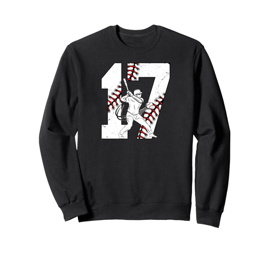 17Th Birthday Baseball Seventeen Sweatshirt - Fun Novelty Design Men Women - T-Shirt, Sweatshirt, Hoodie