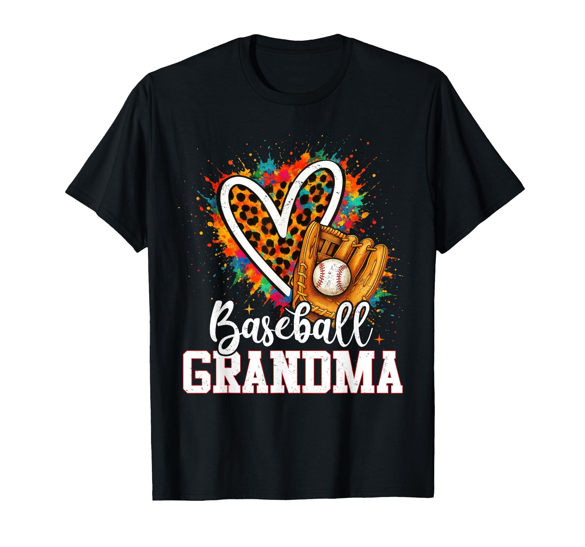 Baseball Grandma Leopard Heart T-Shirt - Aesthetic Graphic Men Women - T-Shirt, Sweatshirt, Hoodie