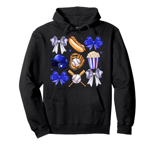 Baseball Coquette Bow Baseball Mama Hoodie - Casual Everyday Wear Unisex - T-Shirt, Sweatshirt, Hoodie