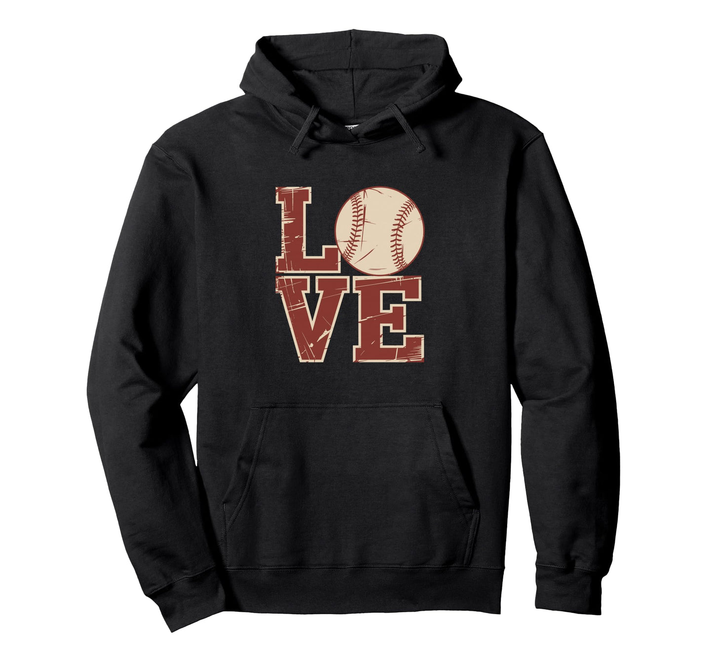 Baseball Love Distressed Lettering Hoodie - Aesthetic Graphic for Adults - T-Shirt, Sweatshirt, Hoodie