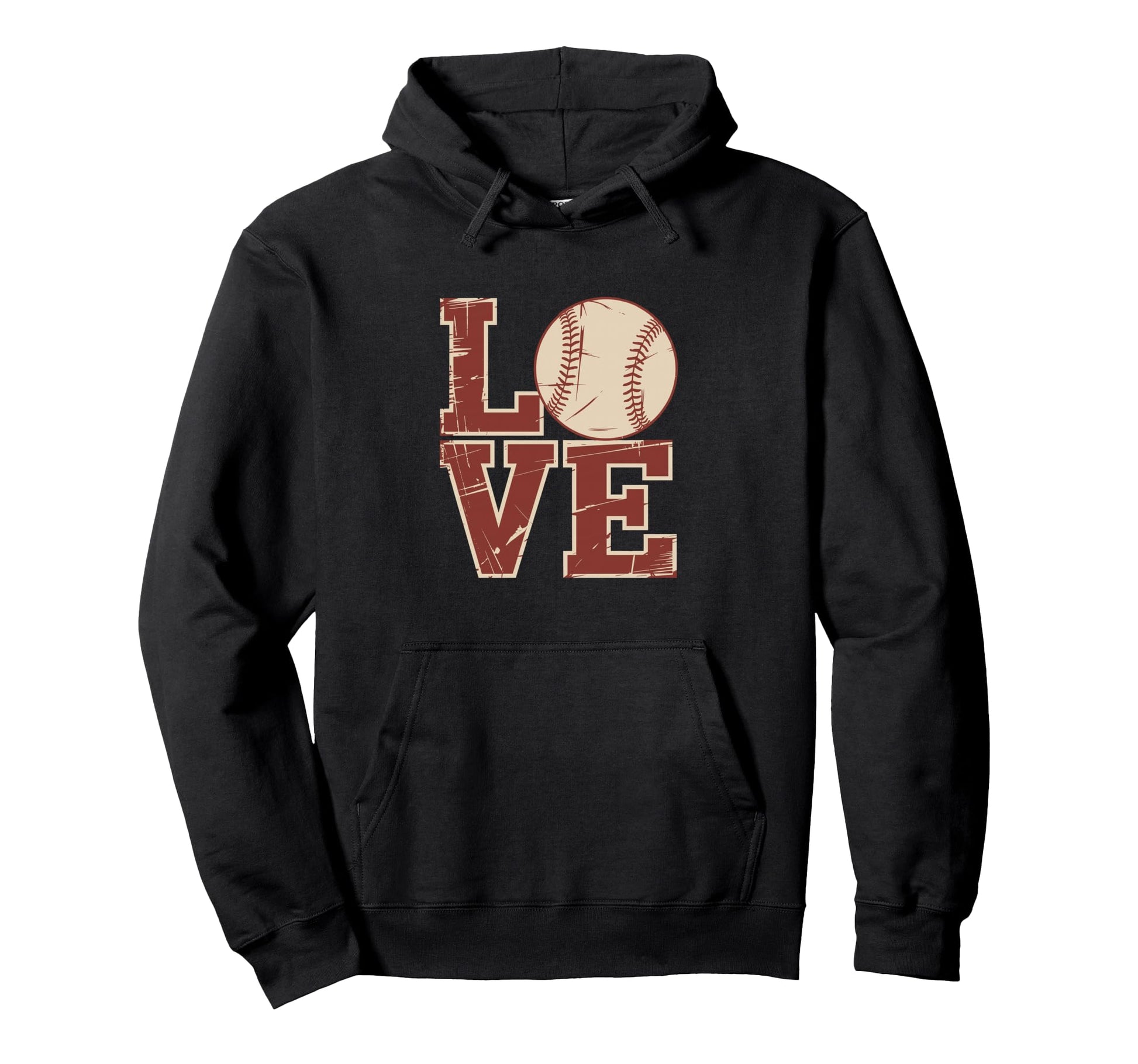 Baseball Love Distressed Lettering Hoodie - Aesthetic Graphic for Adults - T-Shirt, Sweatshirt, Hoodie