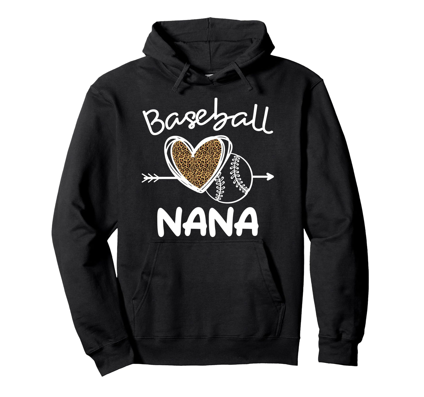 Baseball Nana Leopard Heart Family Hoodie - Custom Art Print for Adults - T-Shirt, Sweatshirt, Hoodie