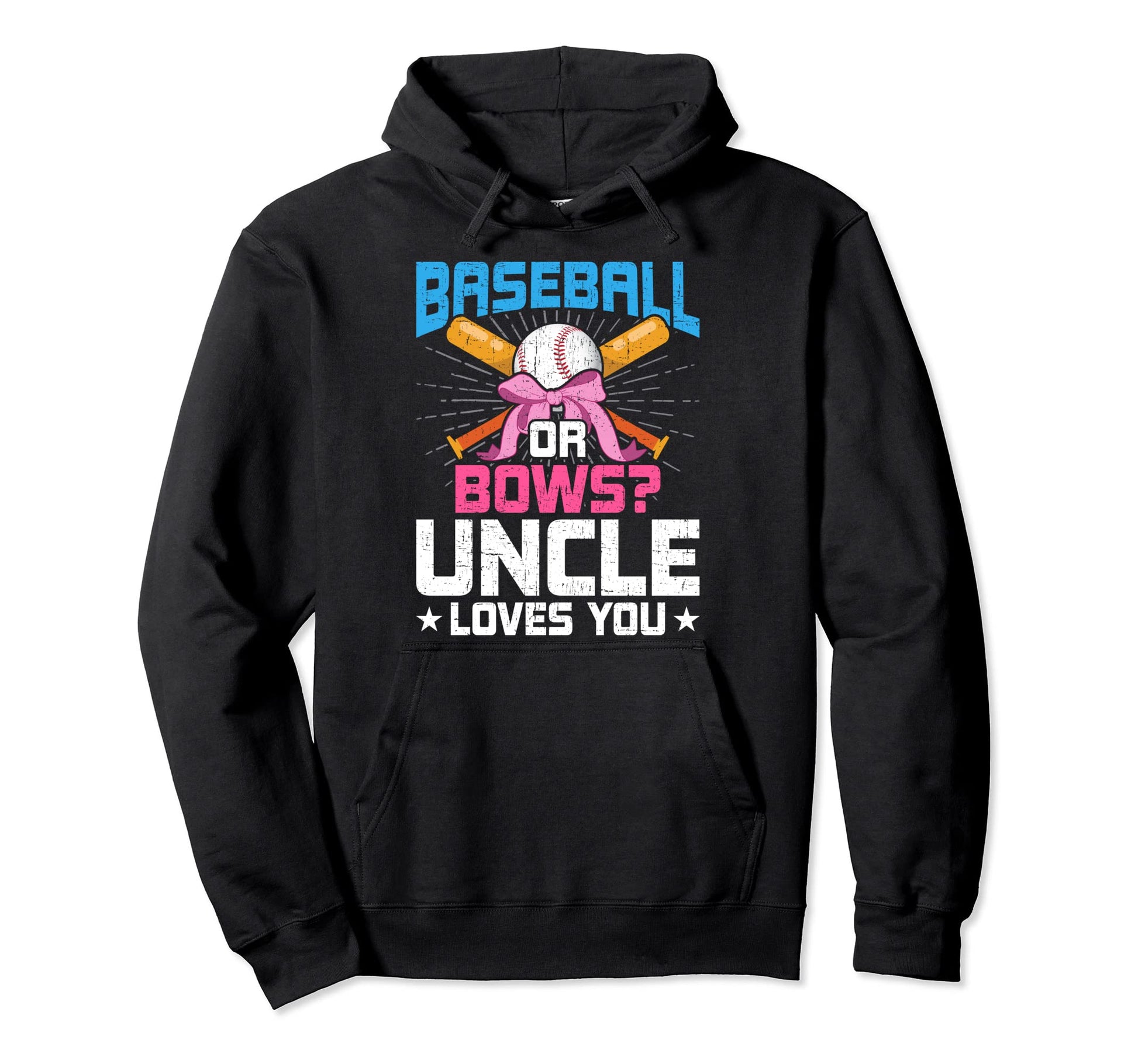 Baseball Or Bows Uncle Loves You Gender Hoodie - Trendy Graphic for Adults - T-Shirt, Sweatshirt, Hoodie