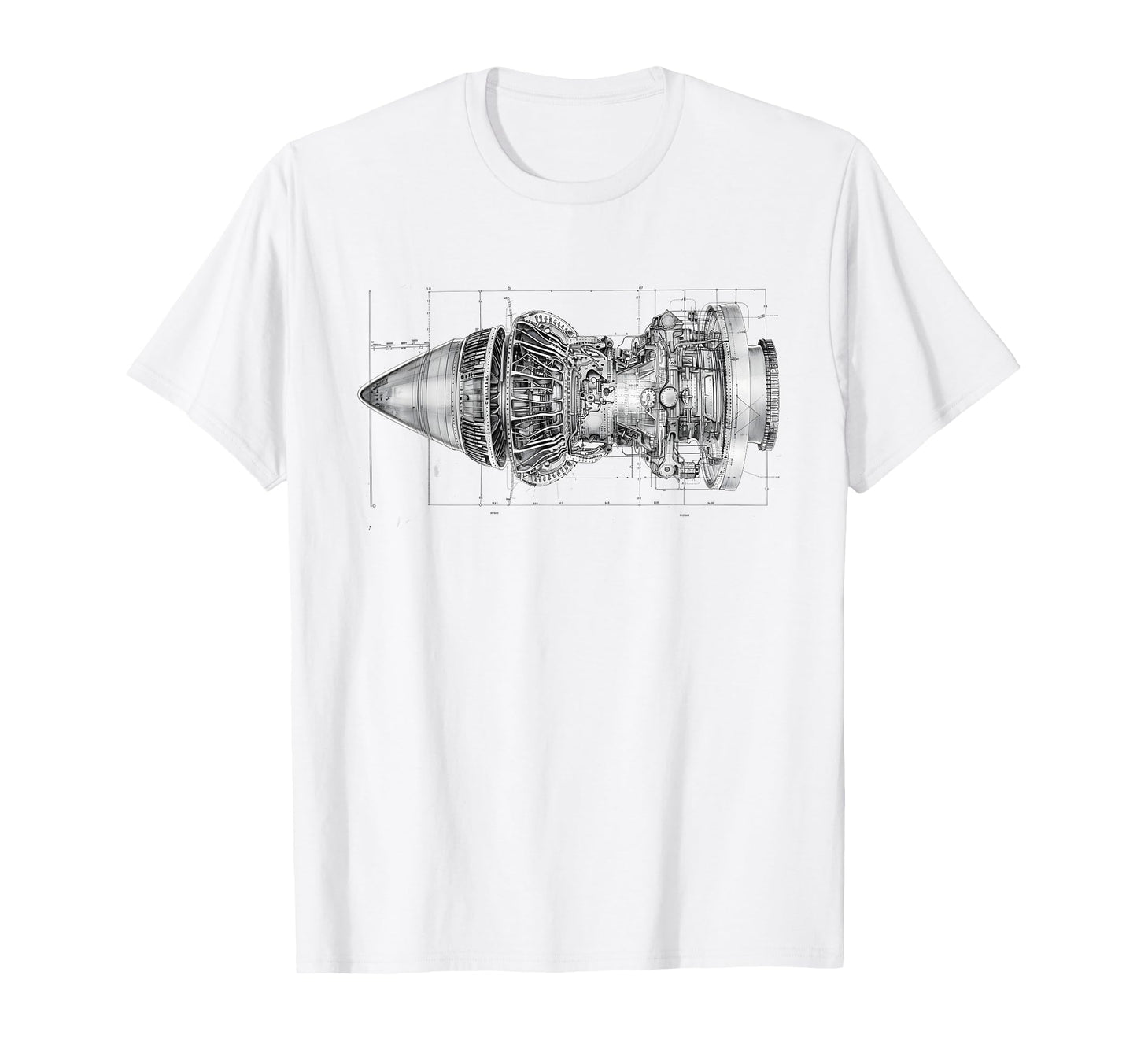 Jet Engine Block Blueprint T-Shirt - Casual Everyday Wear for Adults - T-Shirt, Sweatshirt, Hoodie