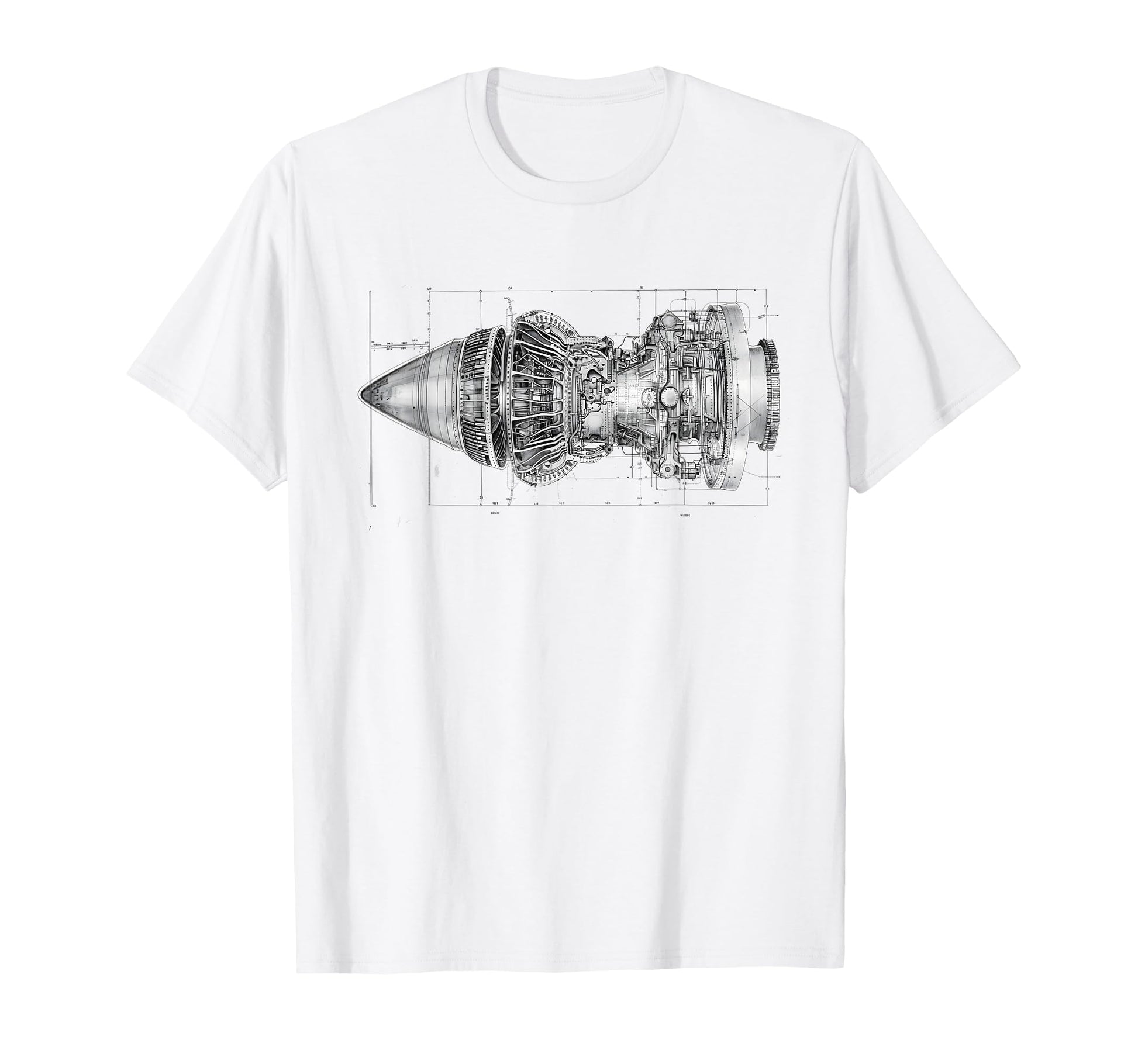 Jet Engine Block Blueprint T-Shirt - Casual Everyday Wear for Adults - T-Shirt, Sweatshirt, Hoodie
