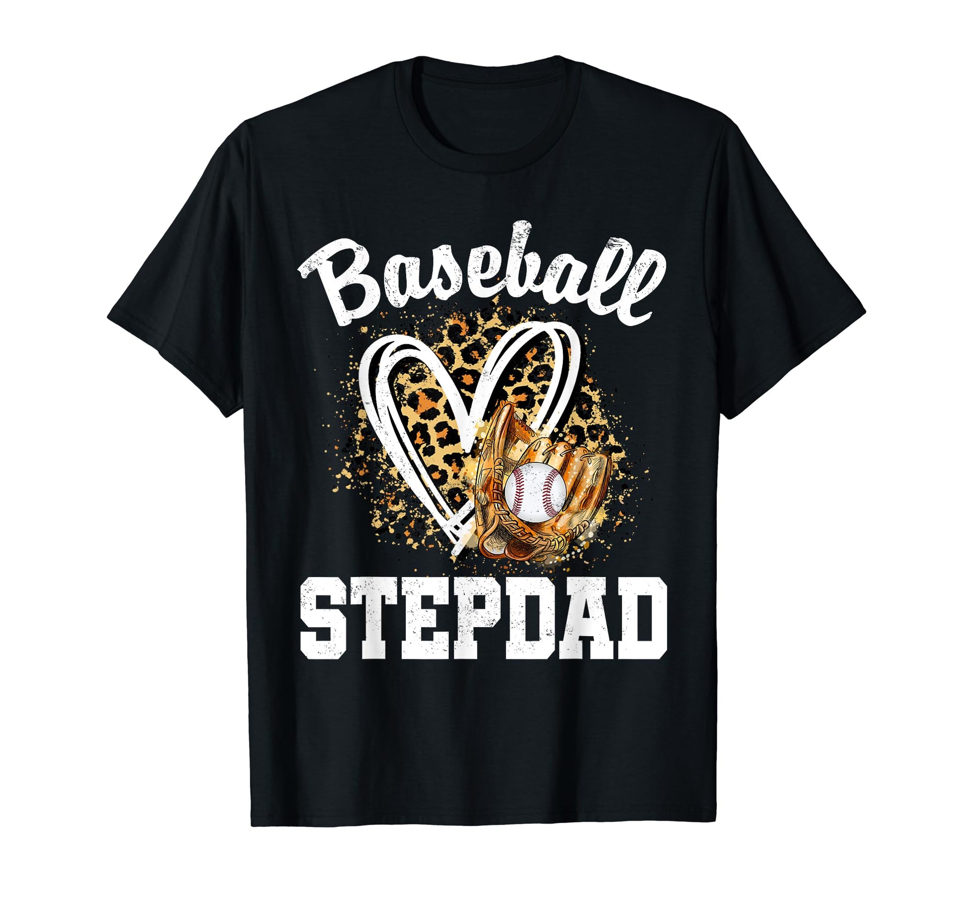 Baseball Stepdad Leopard Heart T-Shirt - Trendy Graphic for Adults - T-Shirt, Sweatshirt, Hoodie