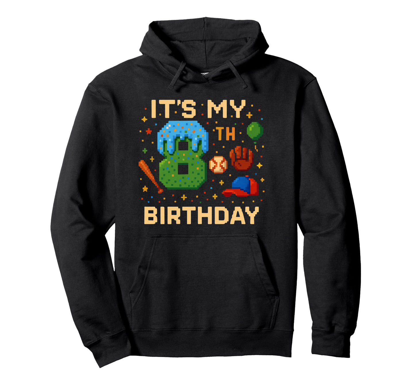 Funny 8Th Birthday Video Gamer Pixel Hoodie - Fun Novelty Design Men Women - T-Shirt, Sweatshirt, Hoodie