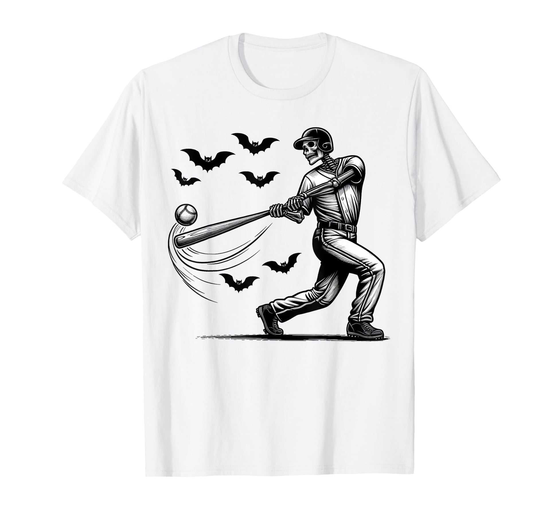 Baseball Skeleton Halloween Baseball T-Shirt - Custom Art Print Unisex - T-Shirt, Sweatshirt, Hoodie