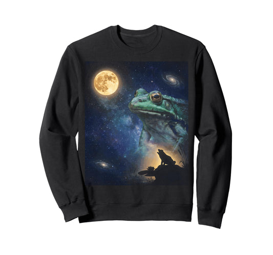 90S Frog Howling Moon Y2K Aesthetic Sweatshirt - Custom Art Print Men Women - T-Shirt, Sweatshirt, Hoodie