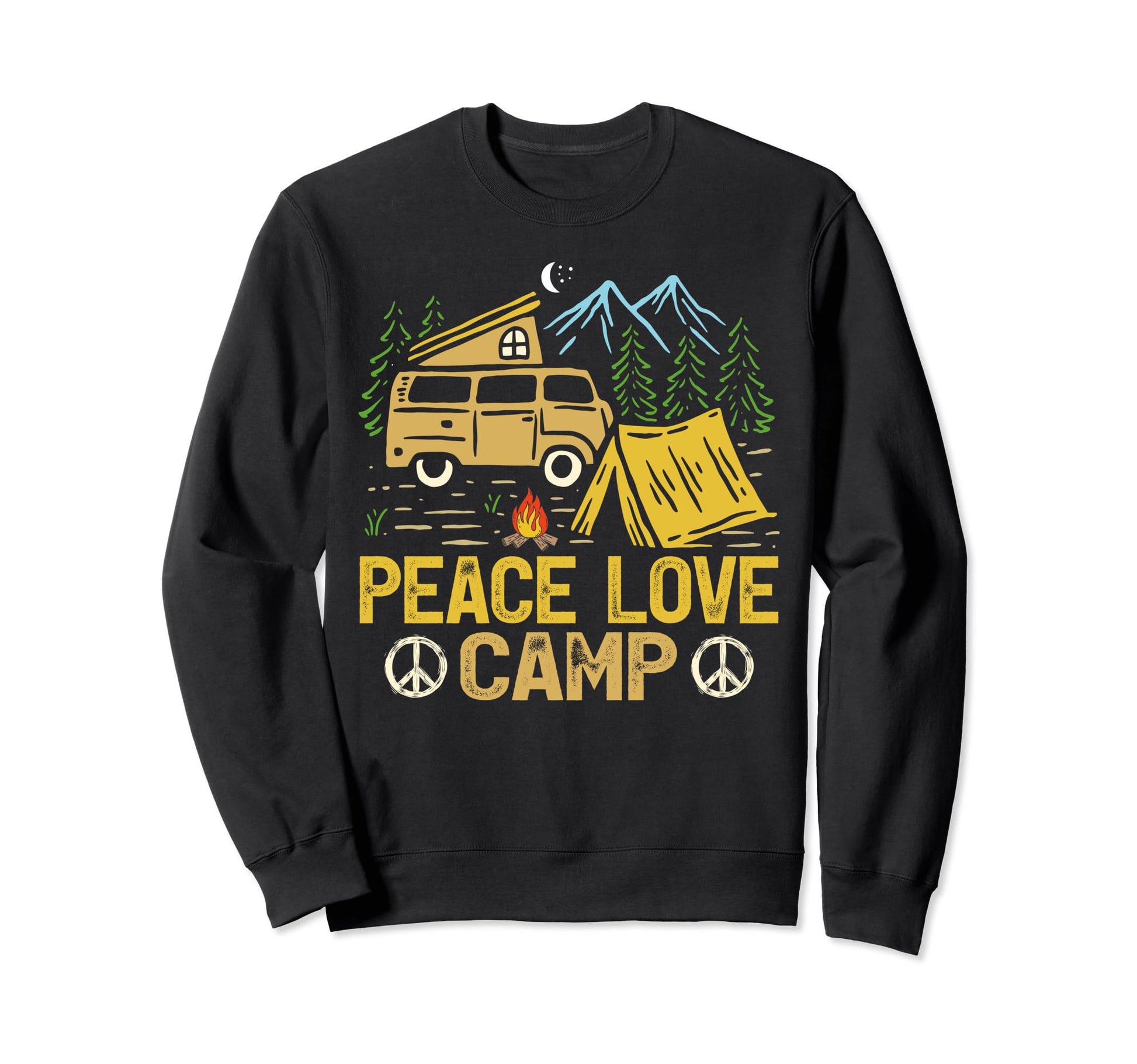 Peace Love Camp Camping Adventure Sweatshirt - Unique Graphic Men Women - T-Shirt, Sweatshirt, Hoodie