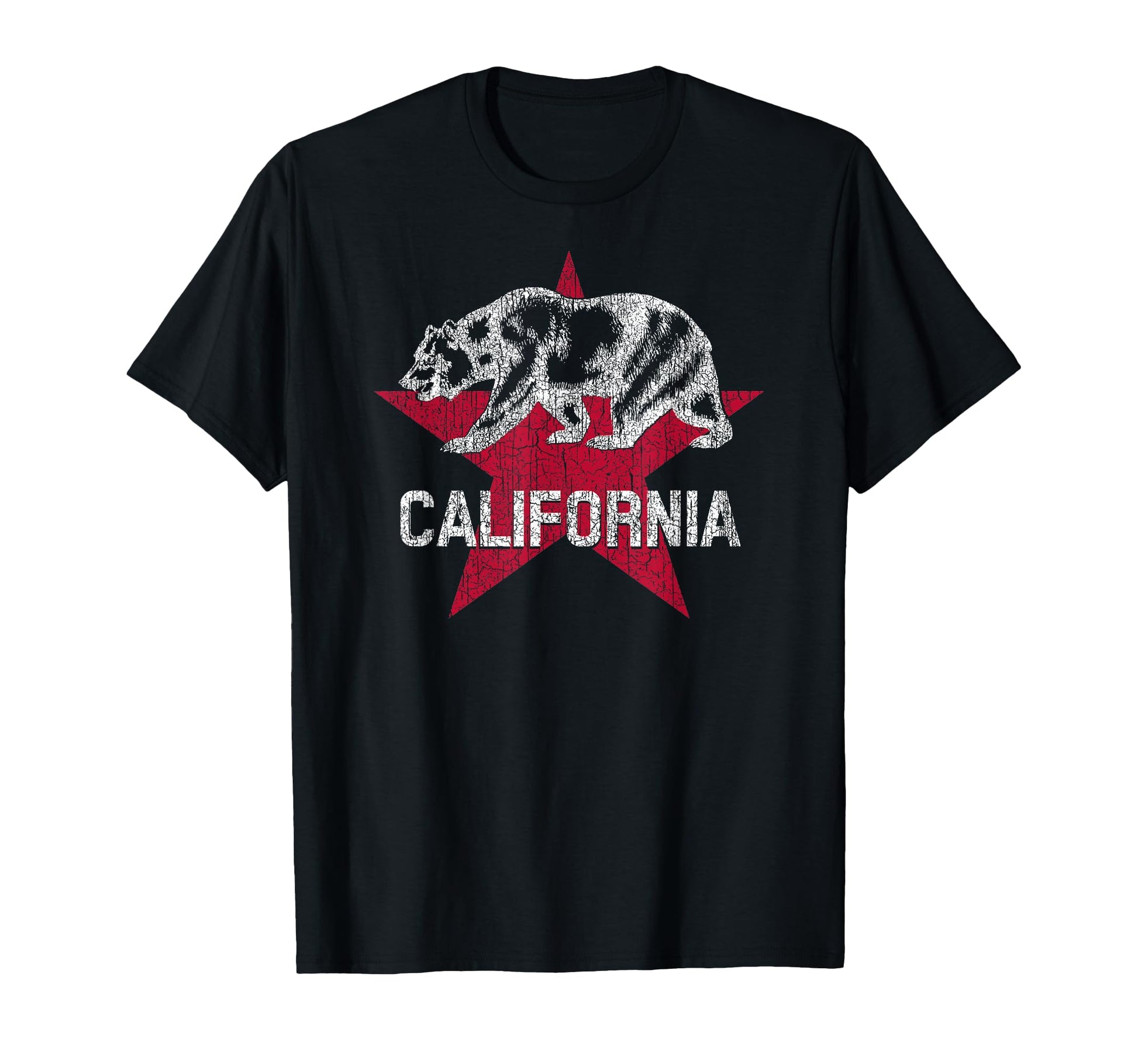 California Republic Flag Distressed Bear T-Shirt - Graphic Print for Adults - T-Shirt, Sweatshirt, Hoodie