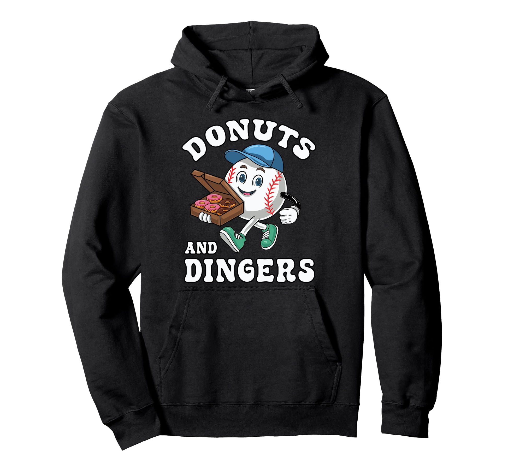 Funny Baseball Player Donuts Hoodie - Casual Everyday Wear Men Women - T-Shirt, Sweatshirt, Hoodie